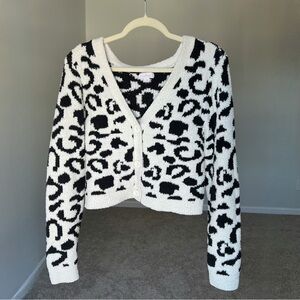 Black and White Leopard Print Cardigan